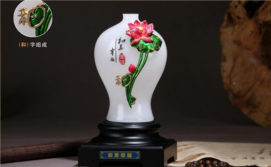 开业礼品家居摆件，幸福和美花瓶