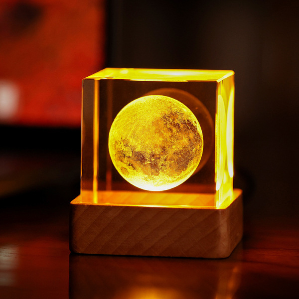 创意3D内雕水晶摆件 月球地球星球发光小夜光 员工生日送什么