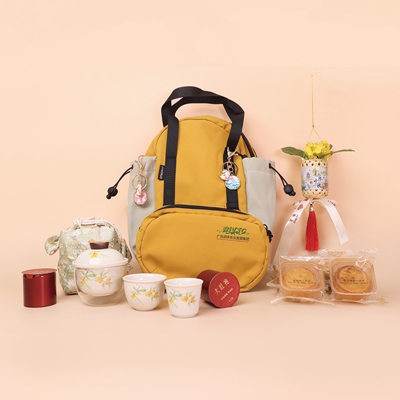 广东润丰农业中秋礼品套装 | 定制LOGO高档礼盒（含茶具+茶叶+手工月饼+商务钥匙扣）
