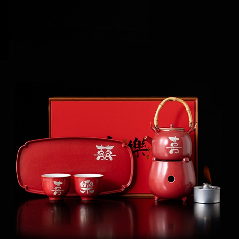 文创中国红喜乐煮茶五件套